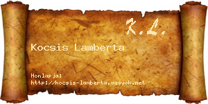 Kocsis Lamberta névjegykártya